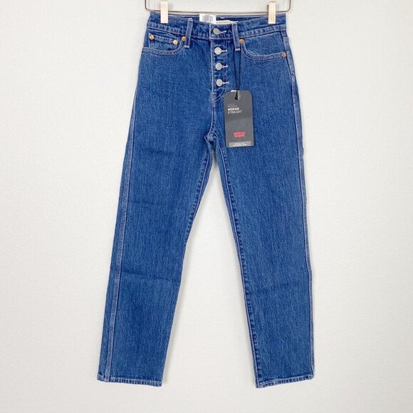 Levis Wedgie High Waist Crop Straight Leg Jeans - Picture 2 of 11